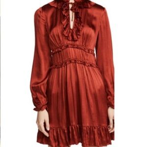 Ulla Johnson Callista Silk Dress Terra Crimson Rustic Orange